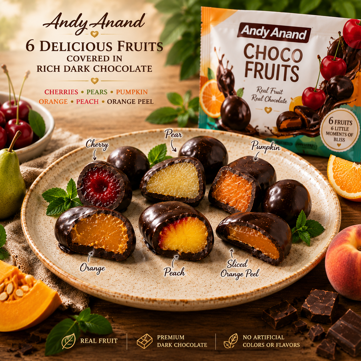 Chocolate Covered Fruits Gift Box, 20 Pieces