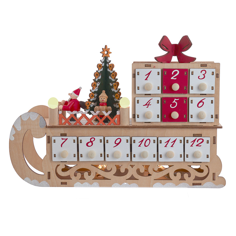 6-light LED Santa Sleigh With Advent Calendar
