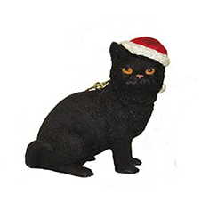 Cat in a Santa Hat Ornament - Black Cat