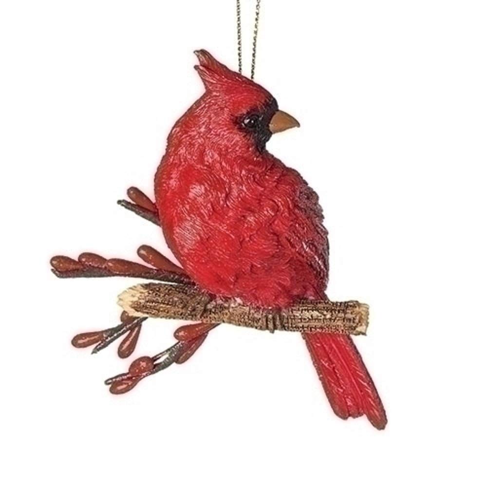 Christmas Cardinal On Branch Ornament