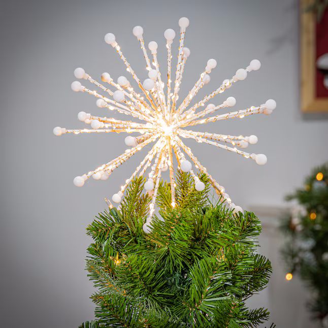 Starburst White Yellow Christmas Tree Topper - 14 Inch
