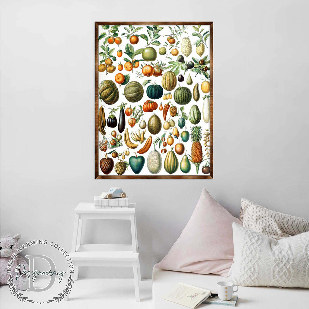 Fruit Montessori Wooden Poster - Kids Educational Poster - Homeschool I Classroom Decor - Aesthetic - 310224