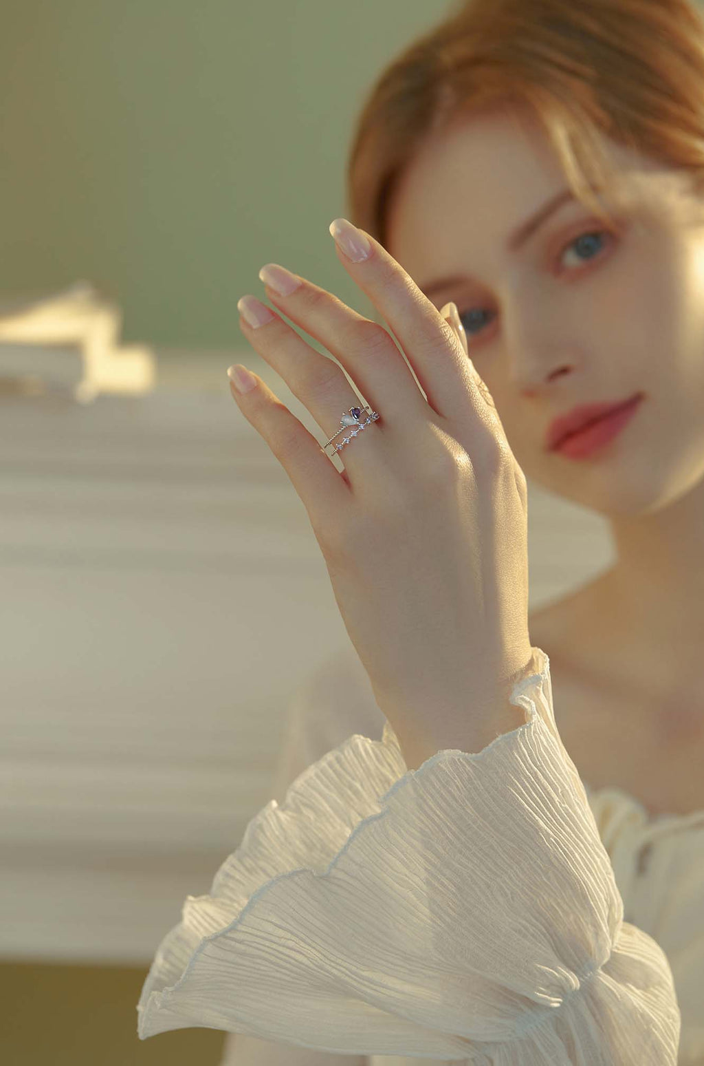 Two Tone Heart Stone Ring