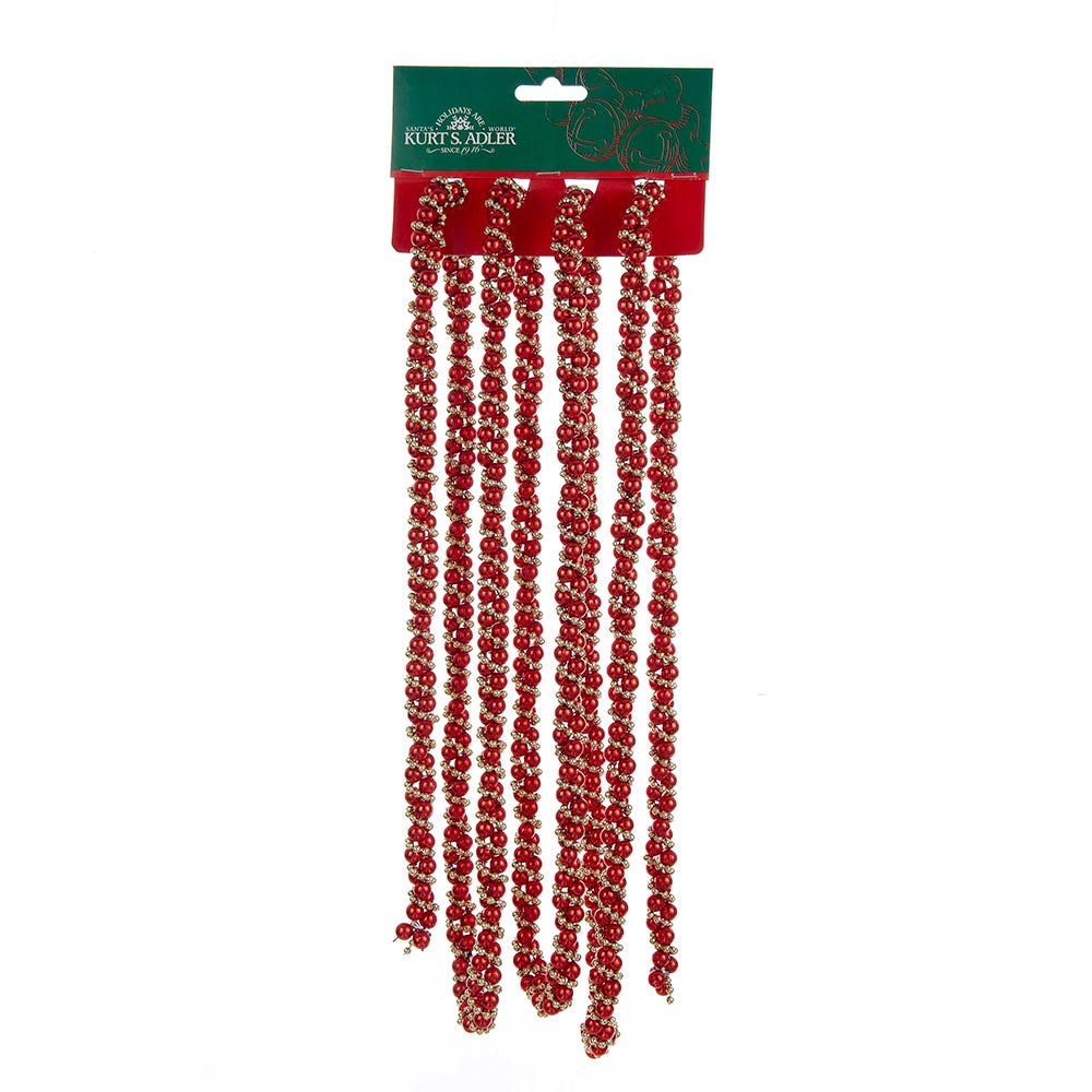 9-Foot Red and Gold Bead Twisted Garland