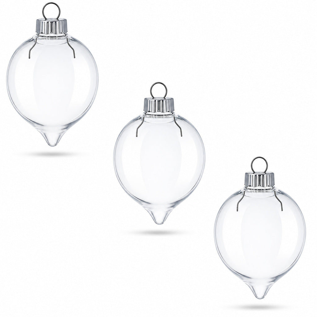 Set of 3 Clear Plastic Water Drop Christmas Ornaments 3.94 Inches