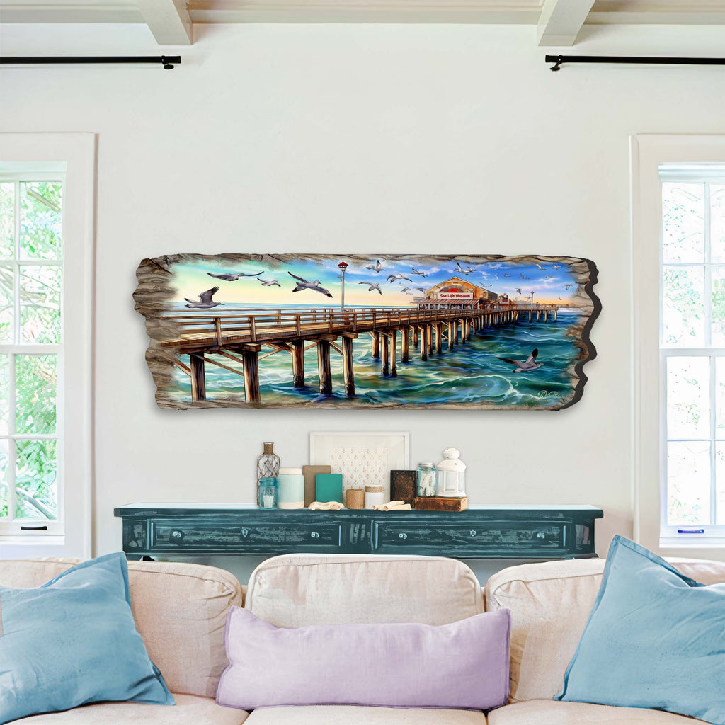 Pier Panorama Wooden Wall Art by G. DeBrekht Coastal Decor - 8491103W