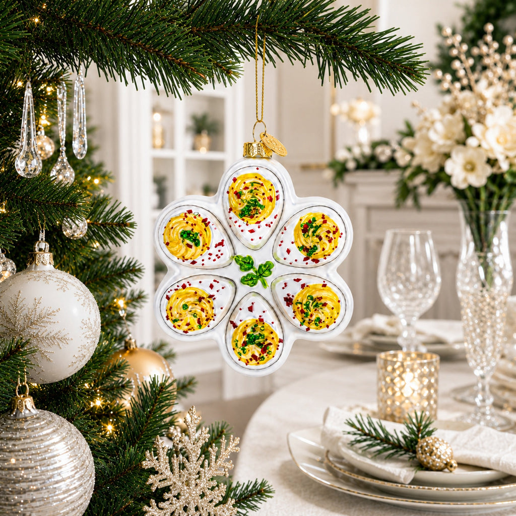 Deviled Egg Serving Plate Glass Christmas Ornament