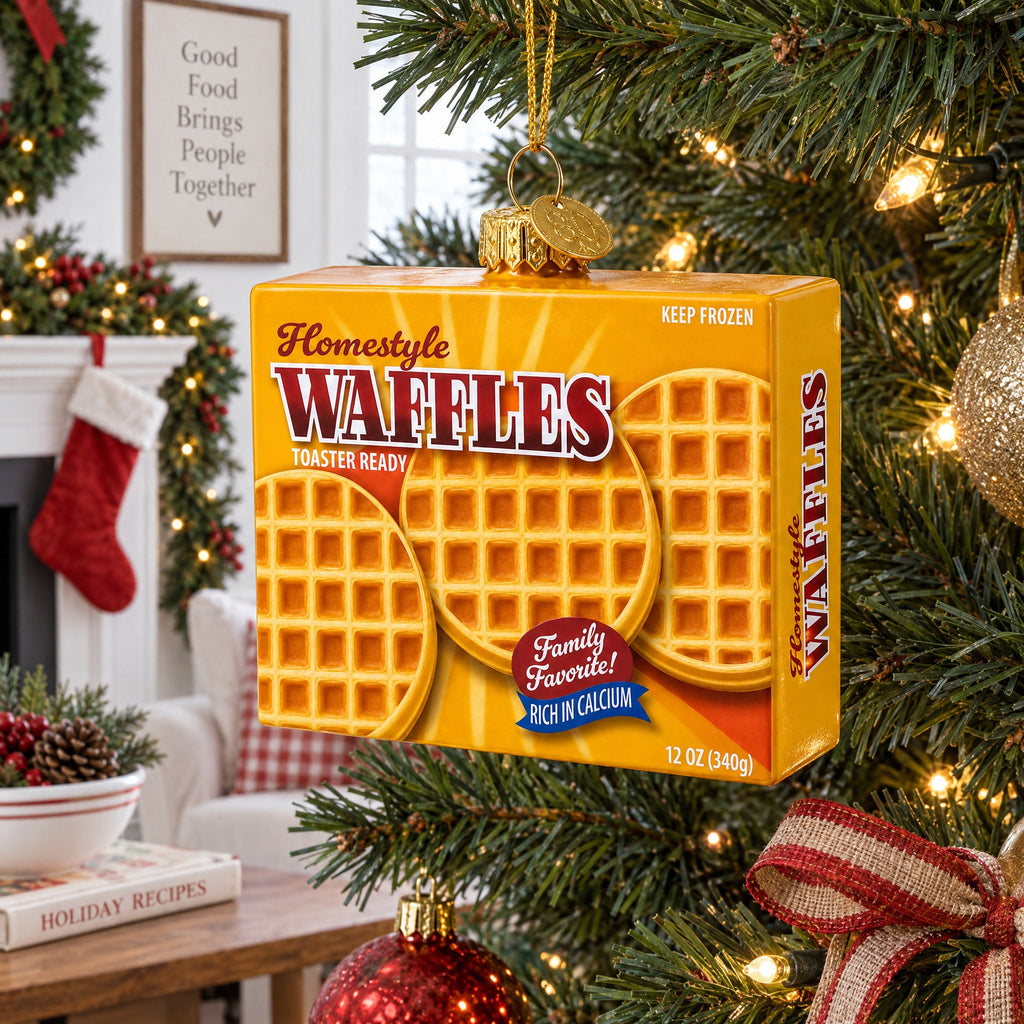 Waffles Box Glass Christmas Ornament