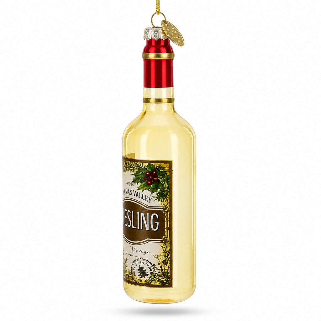 Riesling Wine Bottle Glass Christmas Ornament