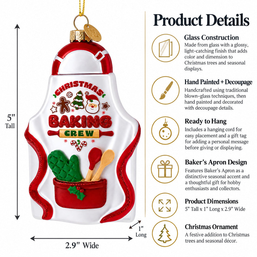 Baker’s Apron Glass Christmas Ornament