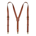 Groomsmen Gift Leather Suspenders Adjustable Y Back Design Brown Leather Suspenders Personalized Groomsman Gift