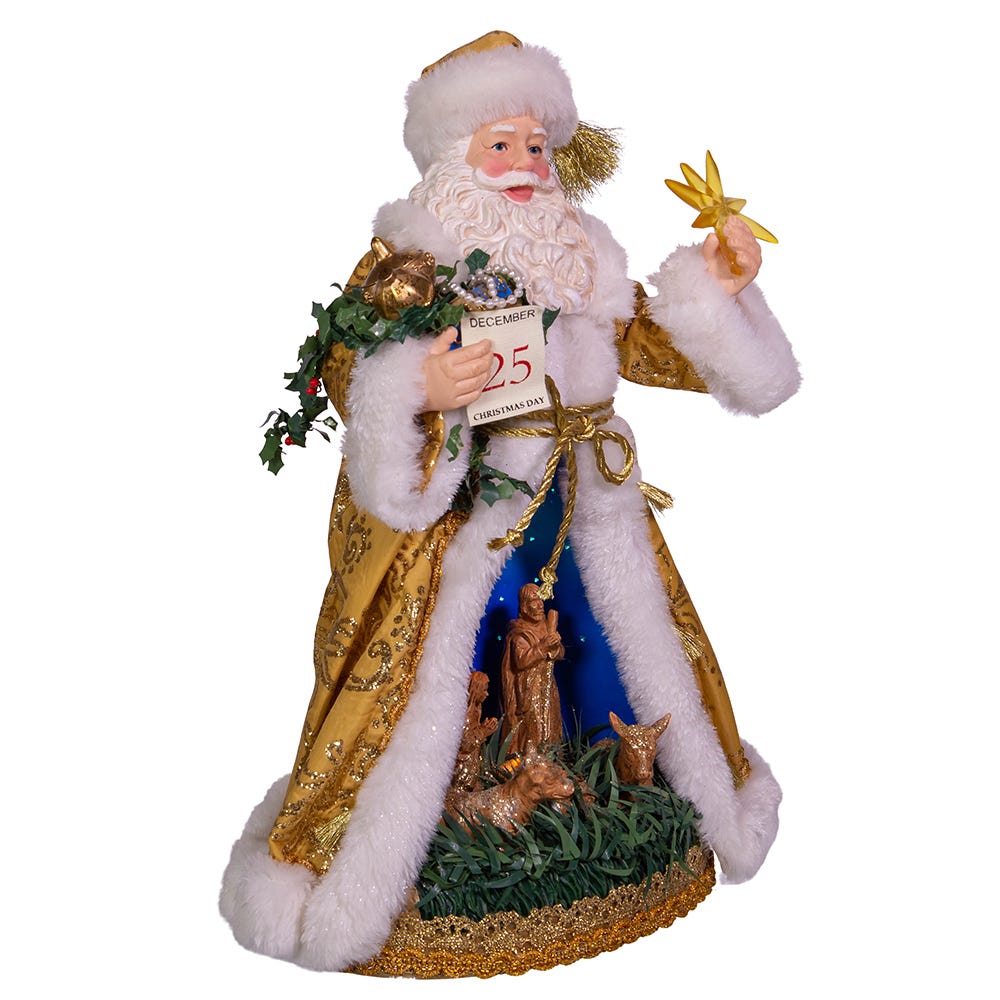 Battery-Operated LED Fabriche Nativity Santa
