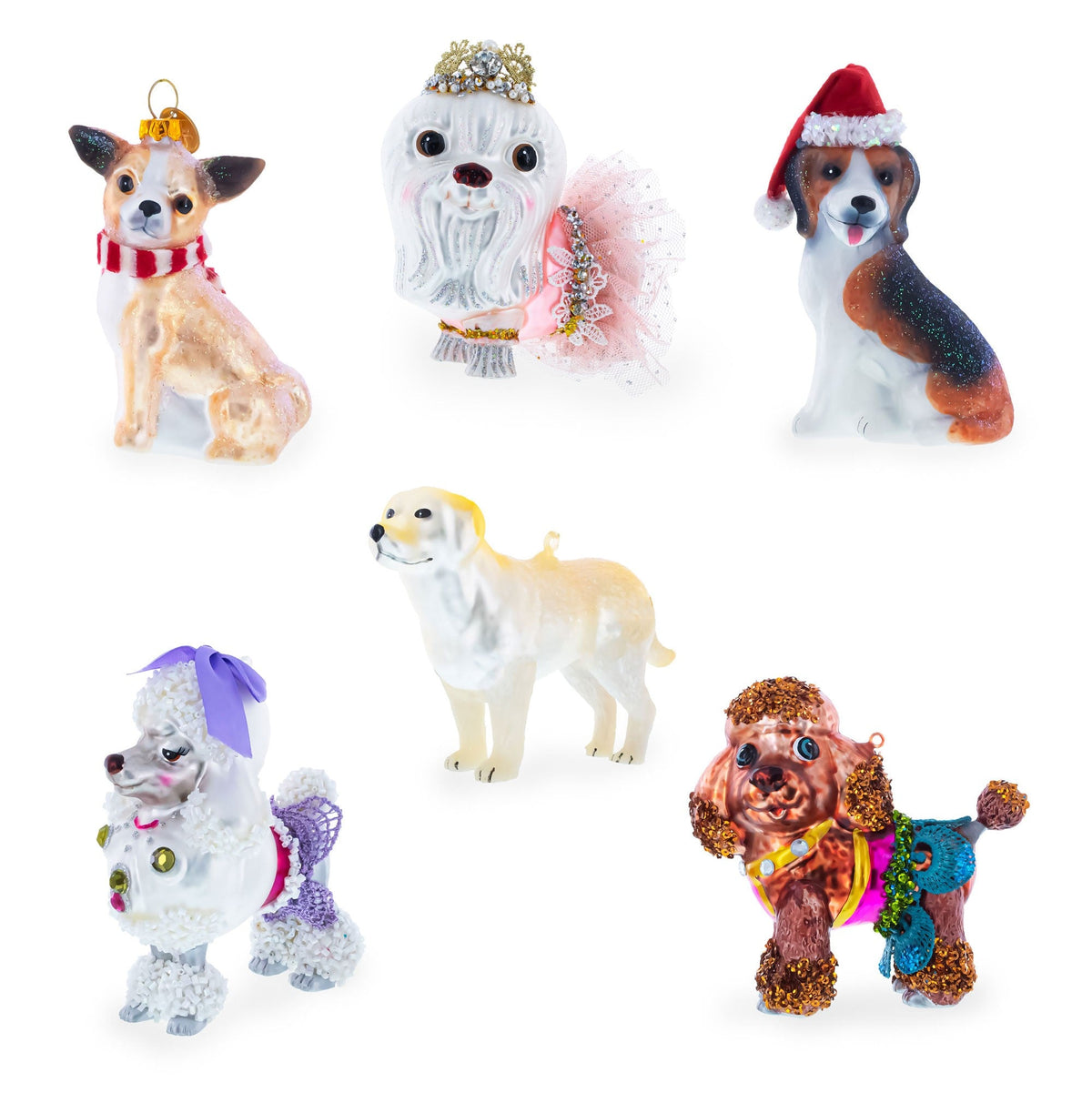 Shih Tzu with Pearls Glass Christmas Ornament