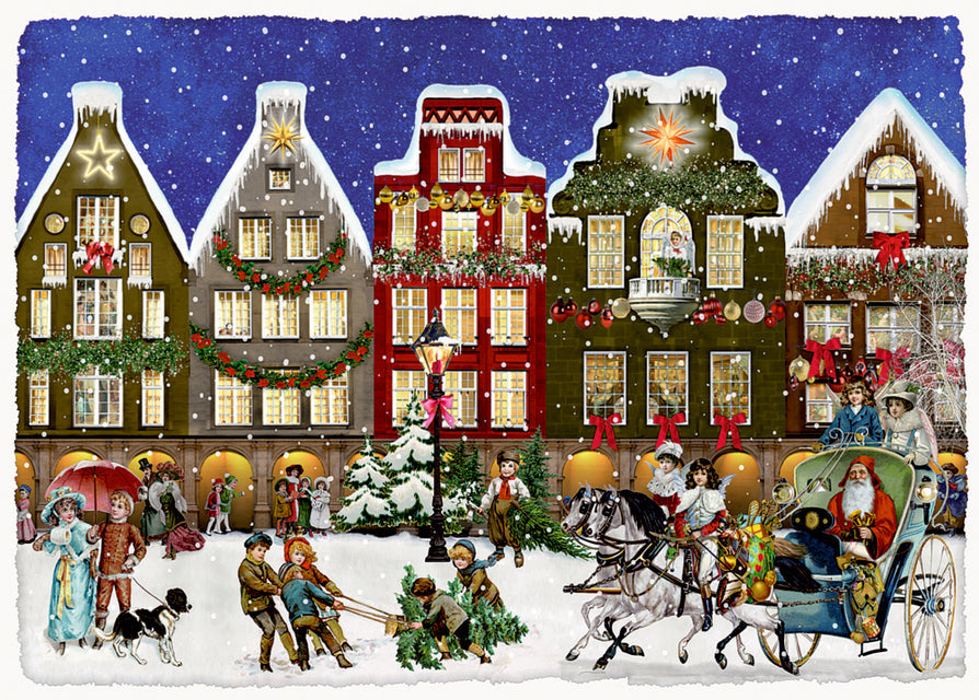 Miniature Victorian Advent Calendar Card - Victorian Street