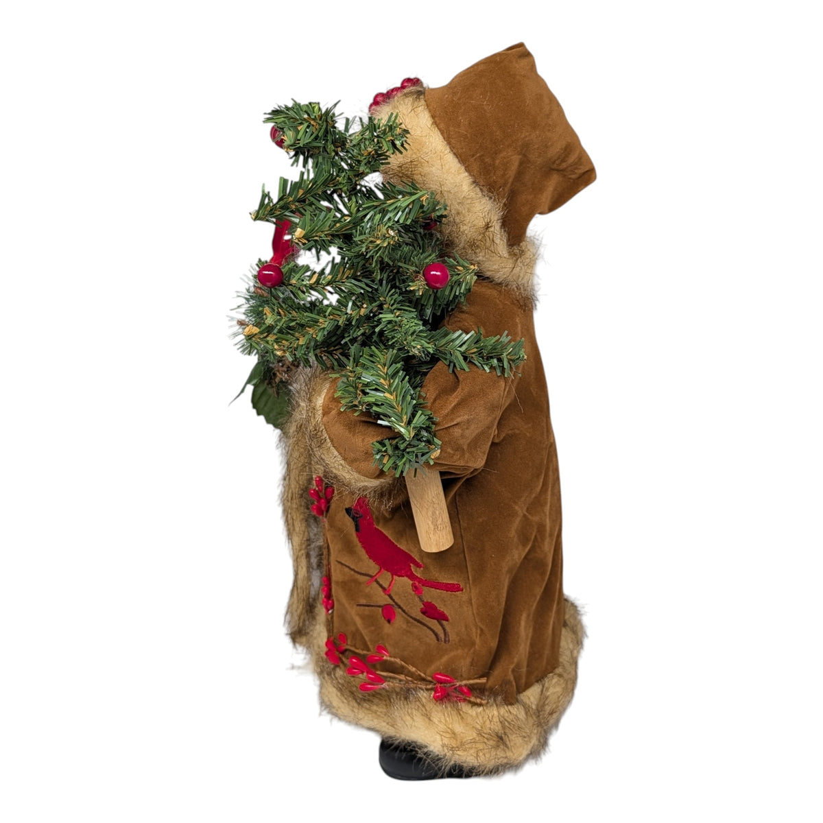 Cardinal and Berries Santa - 15 Inch