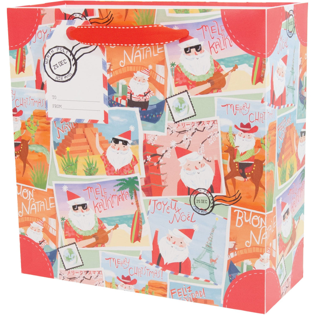 Santa's Vacation Medium Square Gift Bag