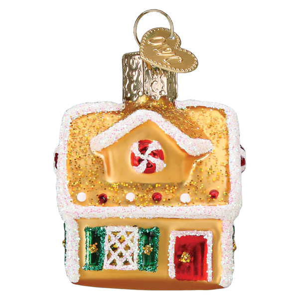 Gumdrop Mini Gingerbread House Glass Ornament