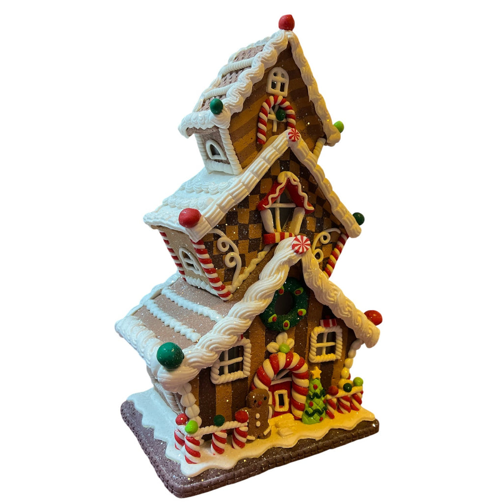 13"H B/O Lighted Holiday Gingerbread House