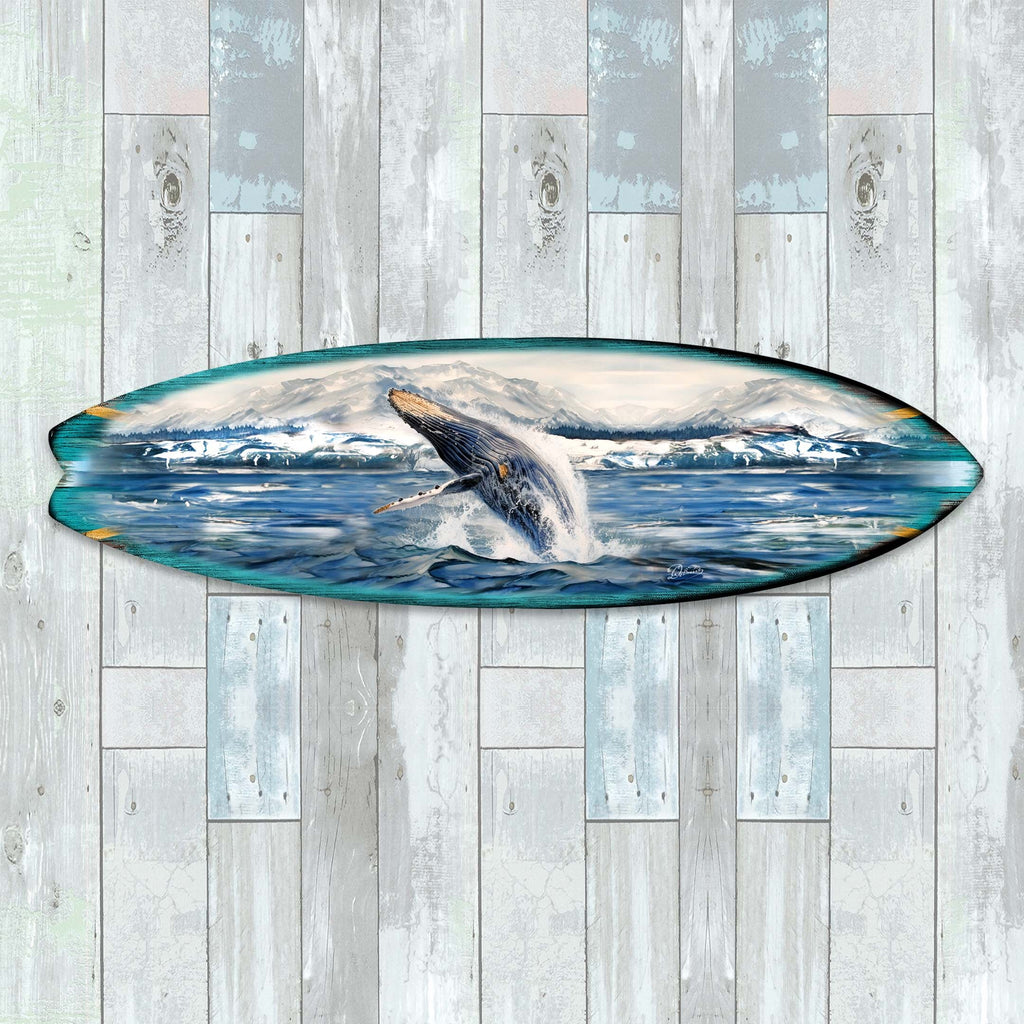 Humpback Harmony Surfboard Coastal Wall Art by G. DeBrekht - Coastal Holiday Decor - 8490119HS