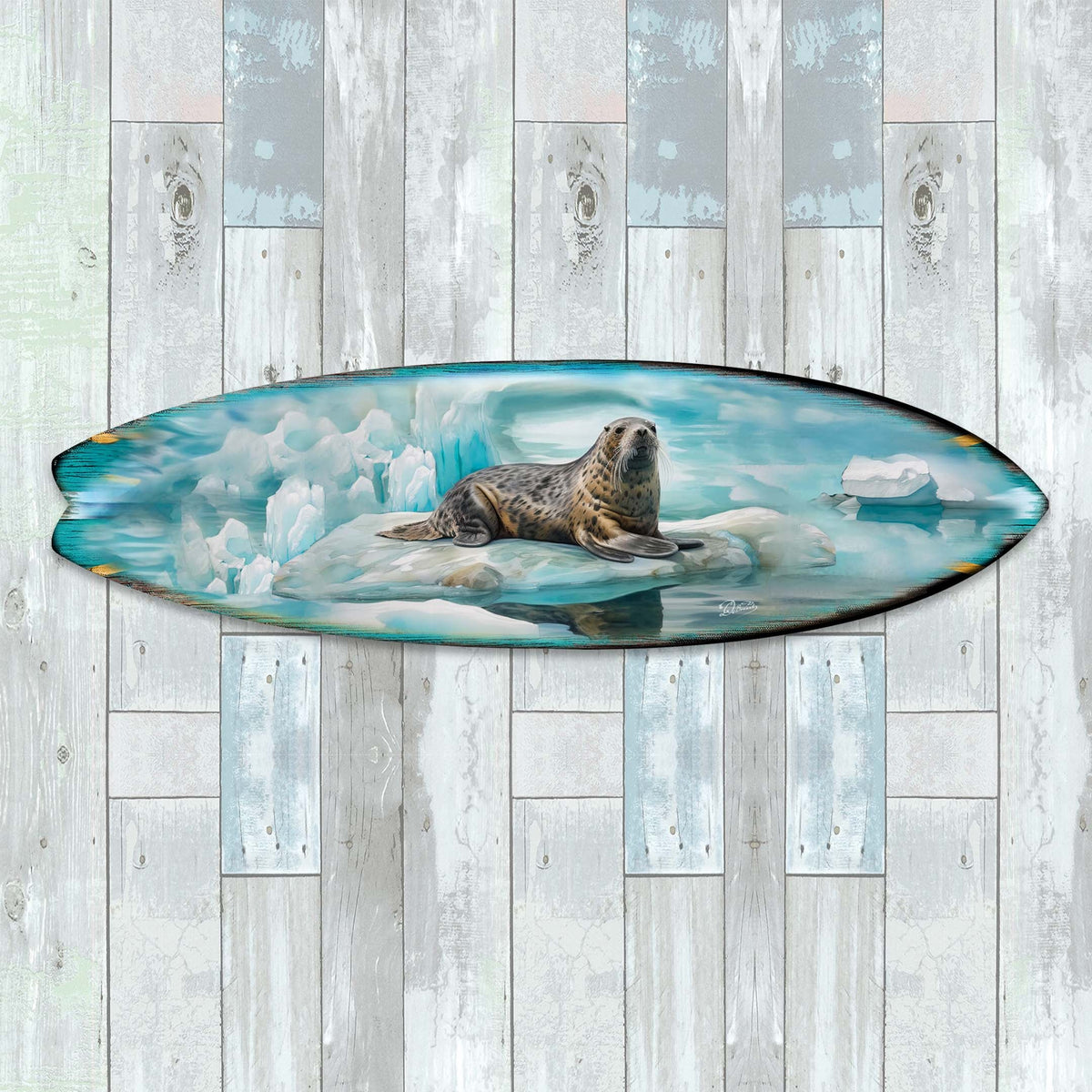 Leopard Seal Surfboard Wildlife Wall Art by G. DeBrekht - Wildlife Holiday Decor - 8490117HS