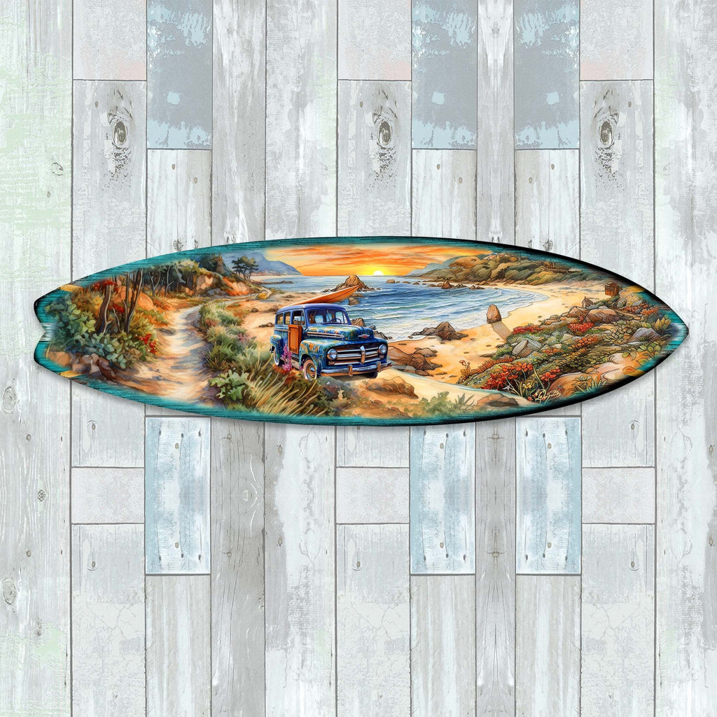 Morning Beach Surfboard Coastal Wall Art by G. DeBrekht - Coastal Holiday Decor - 8490125HS