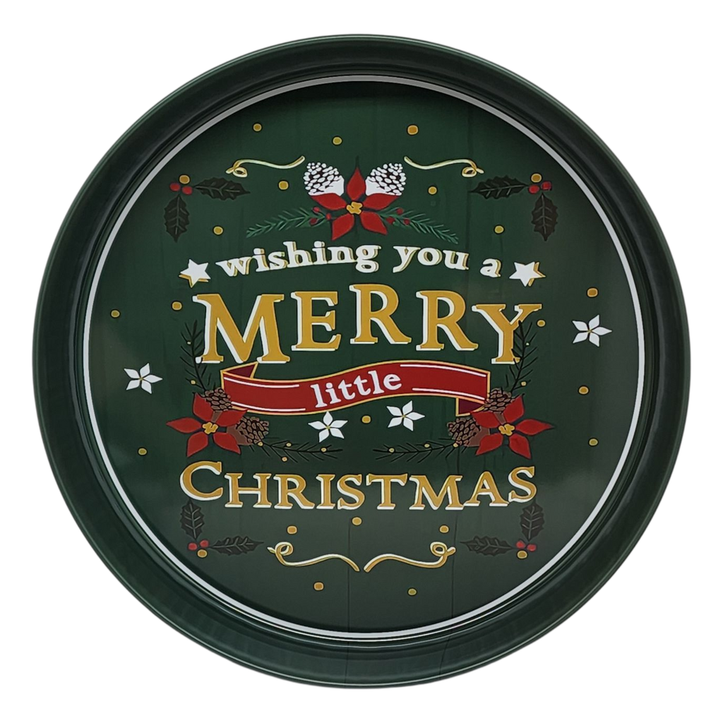 Huge Deep Round 13.5" Tray - Wishing you a Merry Little Christmas