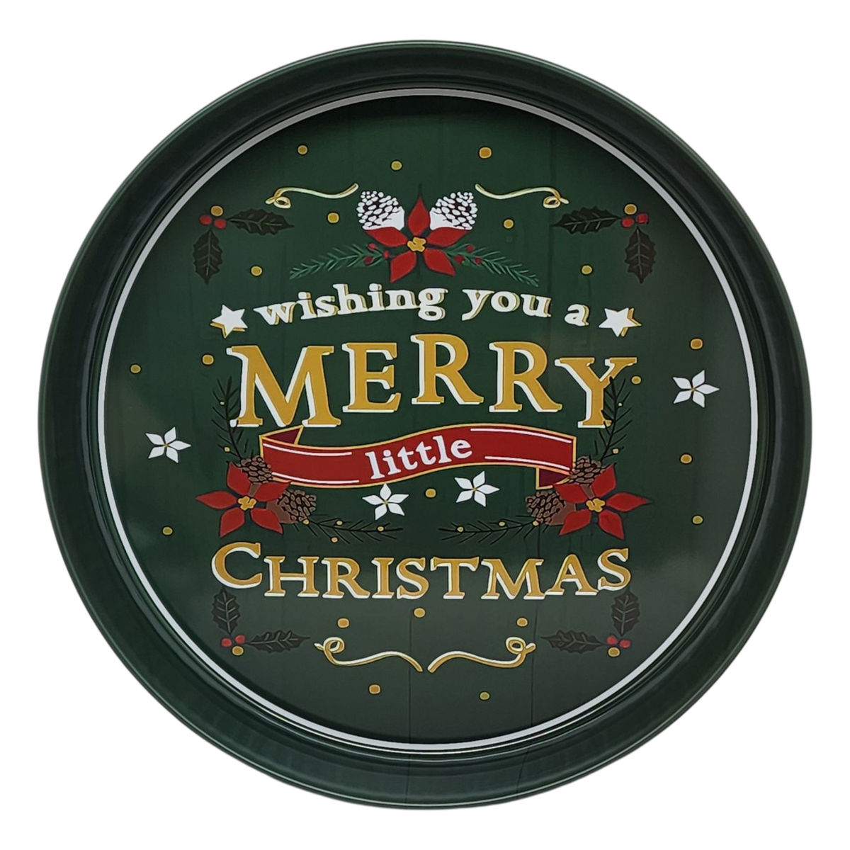 Huge Deep Round 13.5" Tray - Wishing you a Merry Little Christmas
