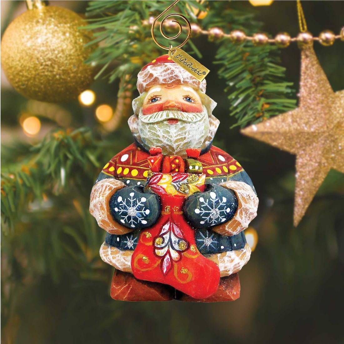 Stacking Surprise Santa Sculpted Hand-Painted Christmas Figurine by G. DeBrekht - Christmas Santa Snowman Decor - 651828