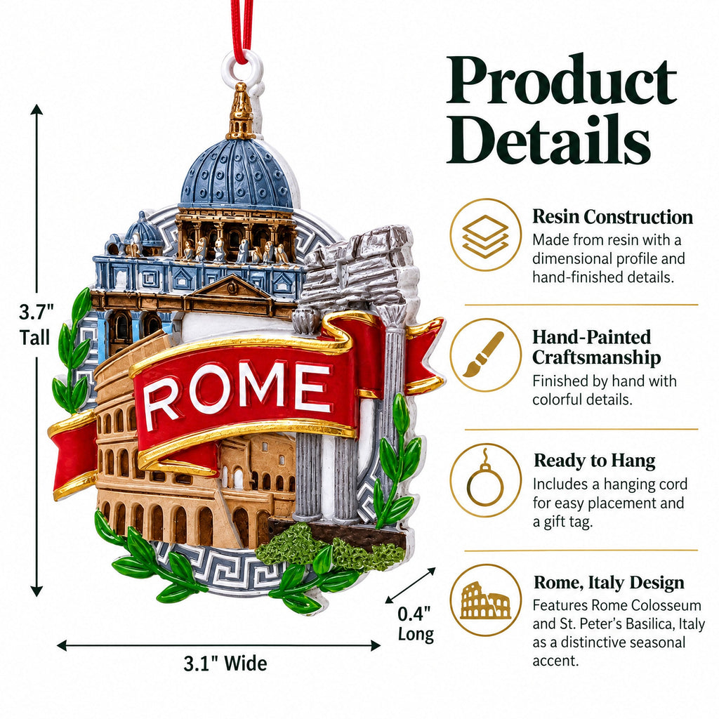 Colosseum Rome Italy Landmarks Travel Souvenir Resin Christmas Ornament