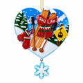 Ski Life Heart Shape Resin Christmas Ornament