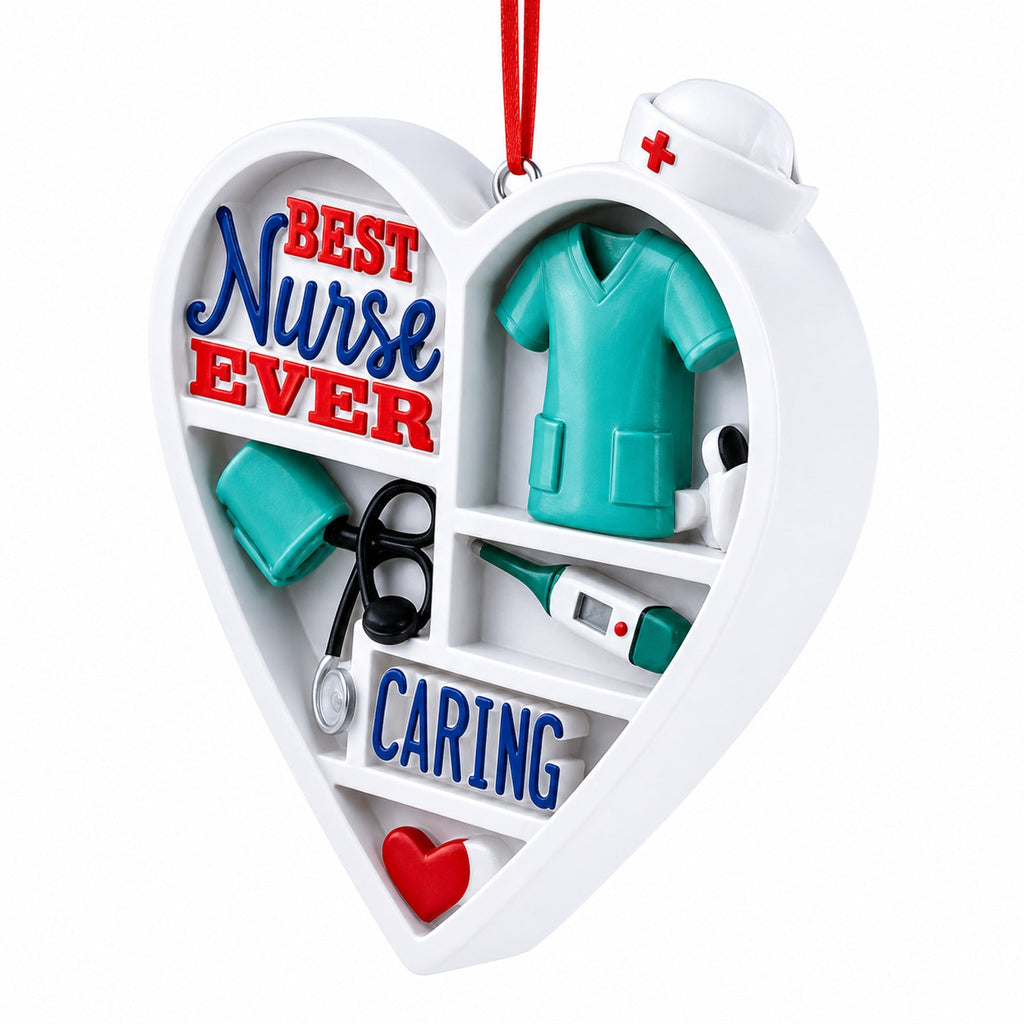 Best Nurse Ever Medical Heart Resin Christmas Ornament