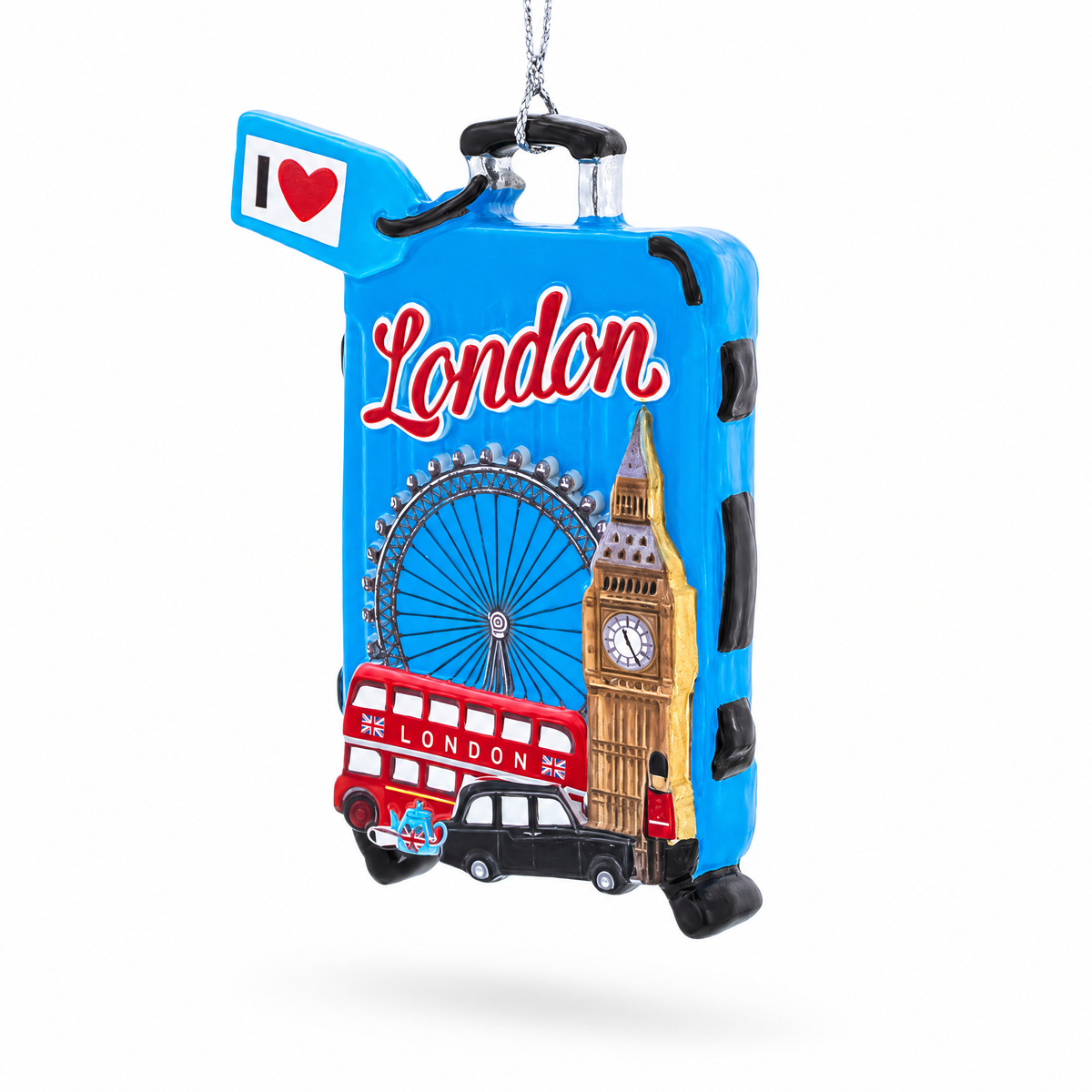 London Travel Souvenir Suitacase Luggage Big Ben Resin Christmas Ornament