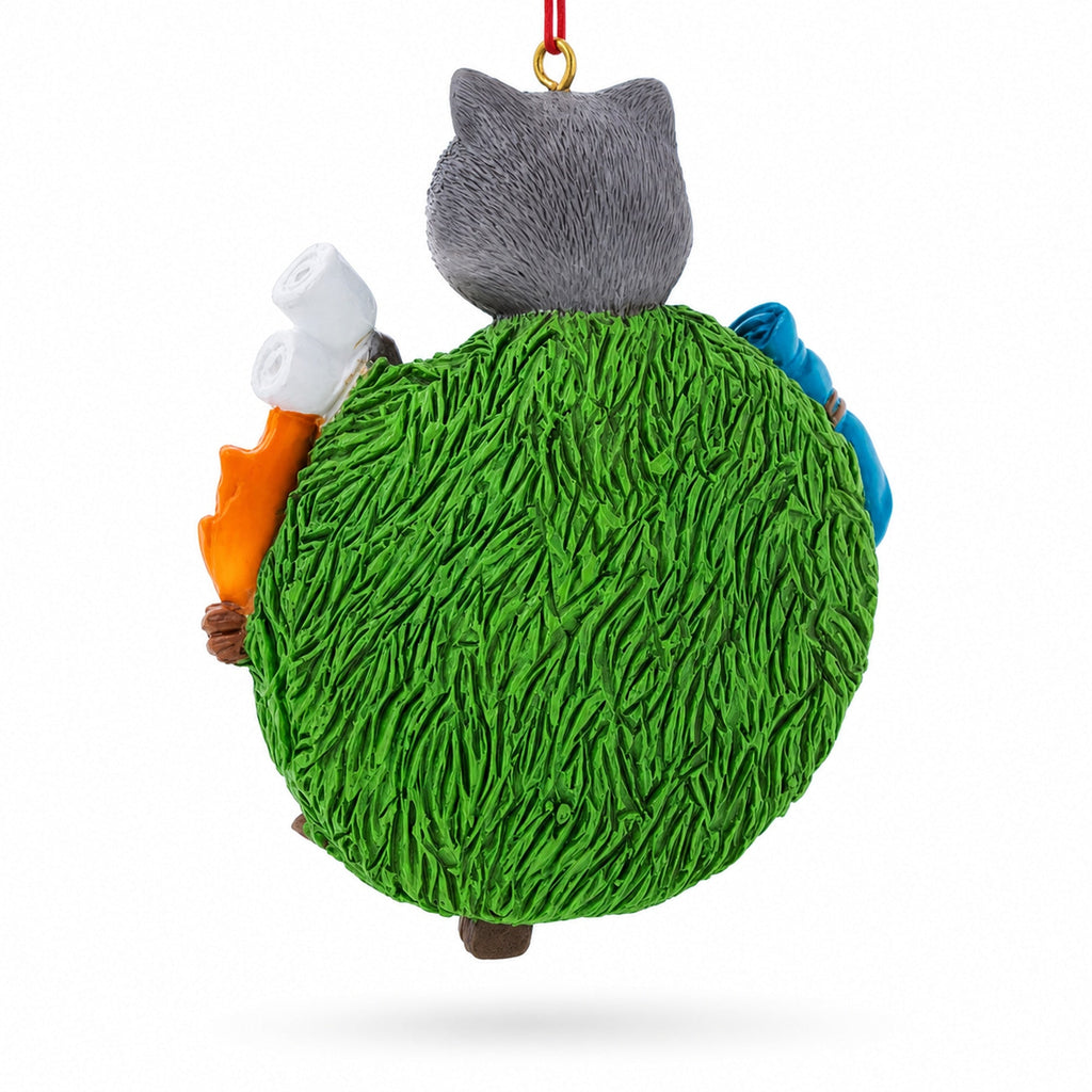 Camping Raccoon Marshmallow Roasting Campfire Resin Christmas Ornament