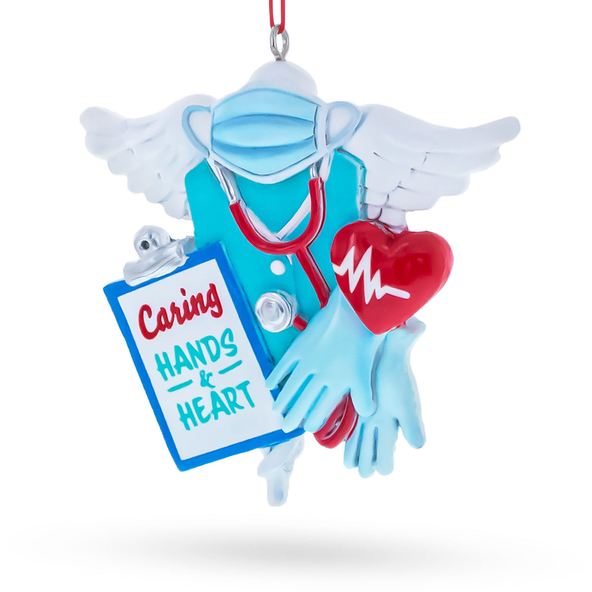 Healthcare Professional Caring Hands And Heart Resin Christmas Ornament
