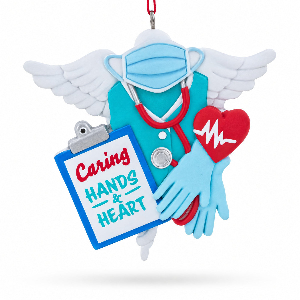Healthcare Professional Caring Hands And Heart Resin Christmas Ornament