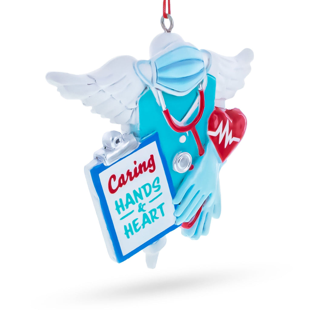 Healthcare Professional Caring Hands And Heart Resin Christmas Ornament
