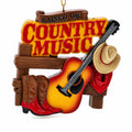 Raised On Country Music Guitar Cowboy Boots Resin Christmas Ornament