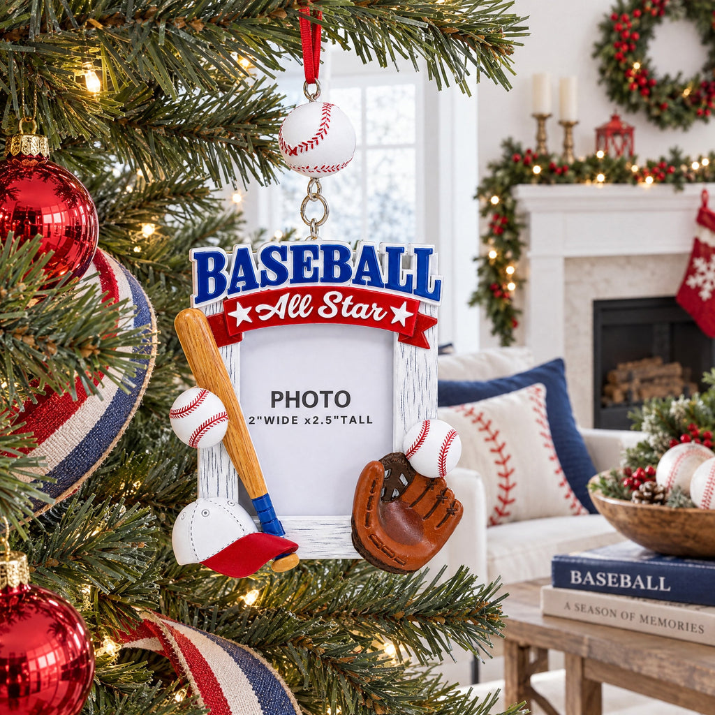 Baseball All Star Picture Frame Resin Christmas Ornament