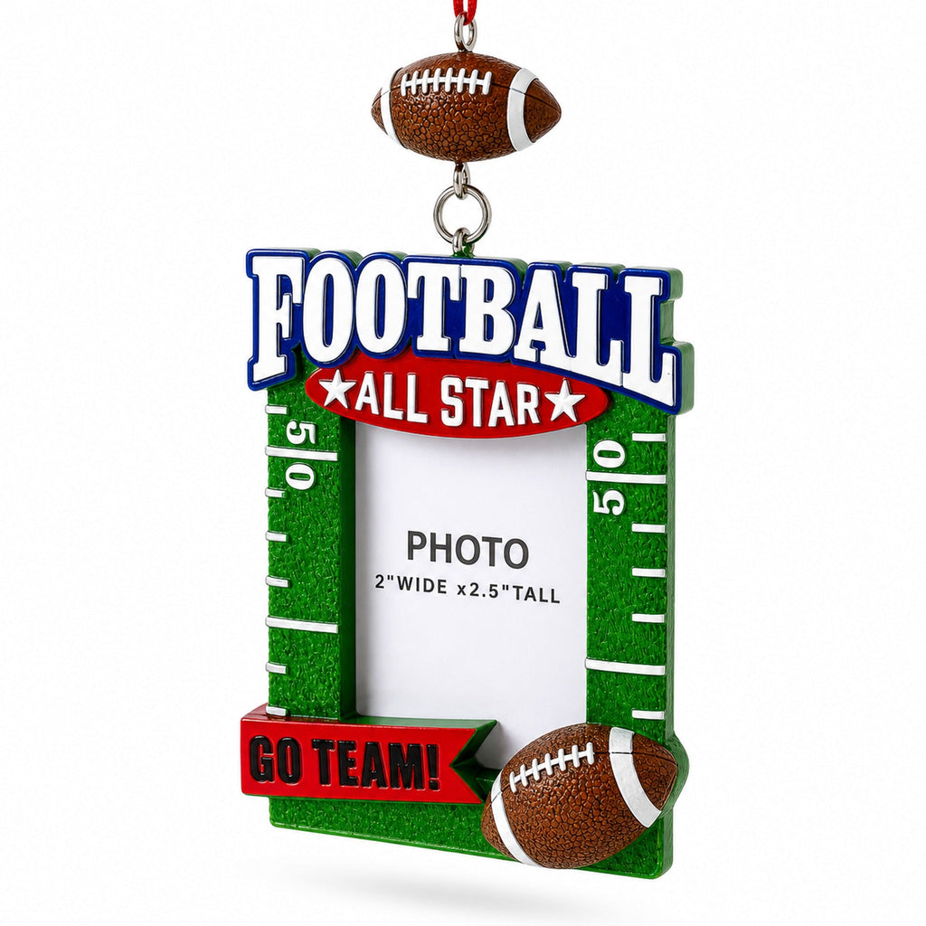Football All Star Picture Frame Resin Christmas Ornament