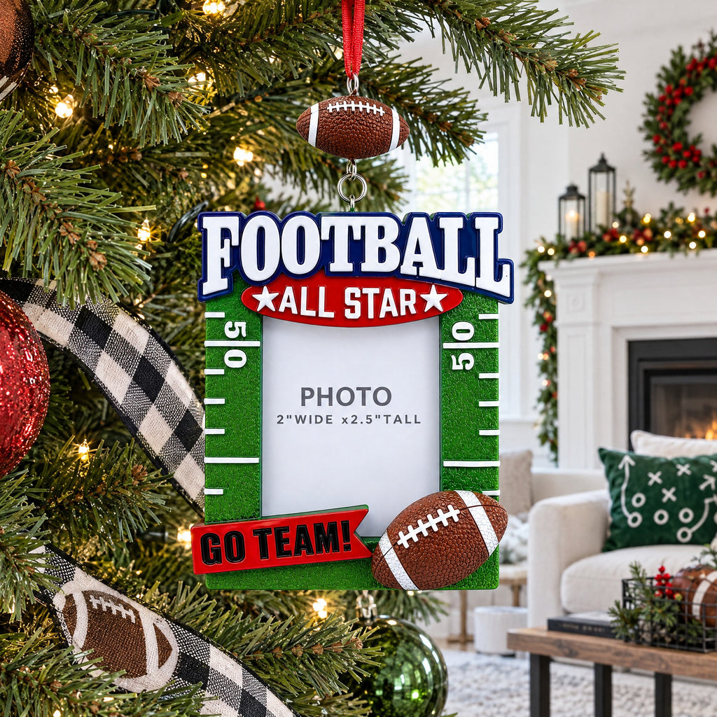 Football All Star Picture Frame Resin Christmas Ornament