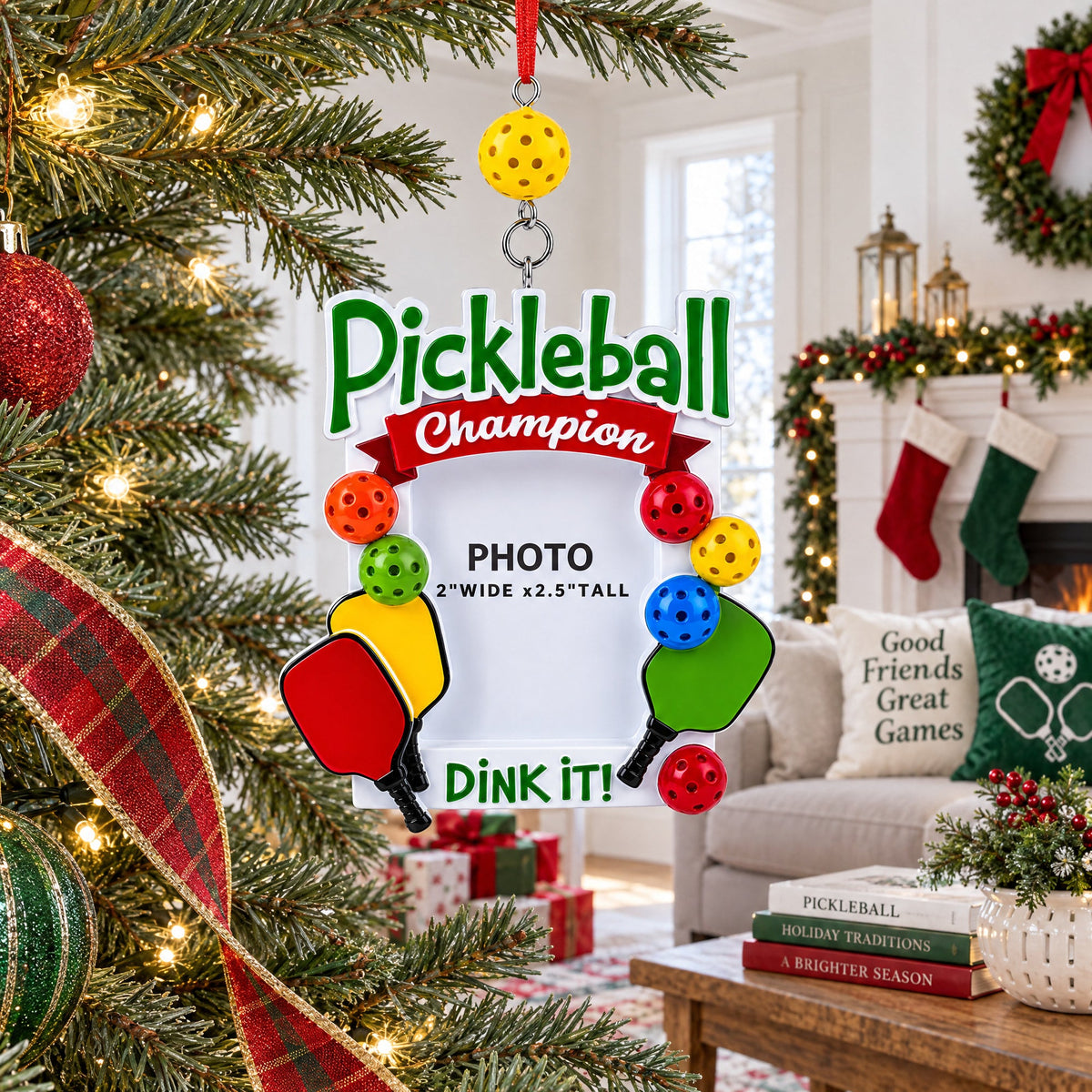 Pickleball Champion Dink It Picture Frame Resin Christmas Ornament