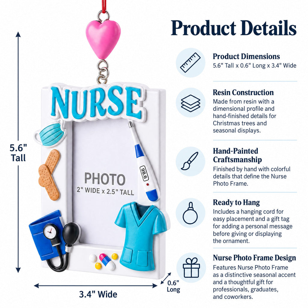 Nurse Medical Picture Frame Resin Christmas Ornament