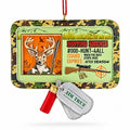 Buck's Hunting License Camo Resin Christmas Ornament