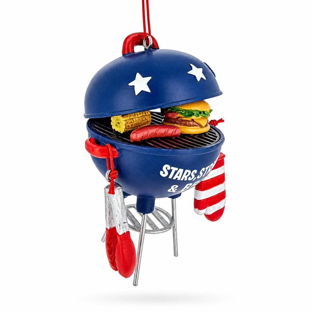 Patriotic BBQ Grill Burger Hot Dog Resin Christmas Ornament