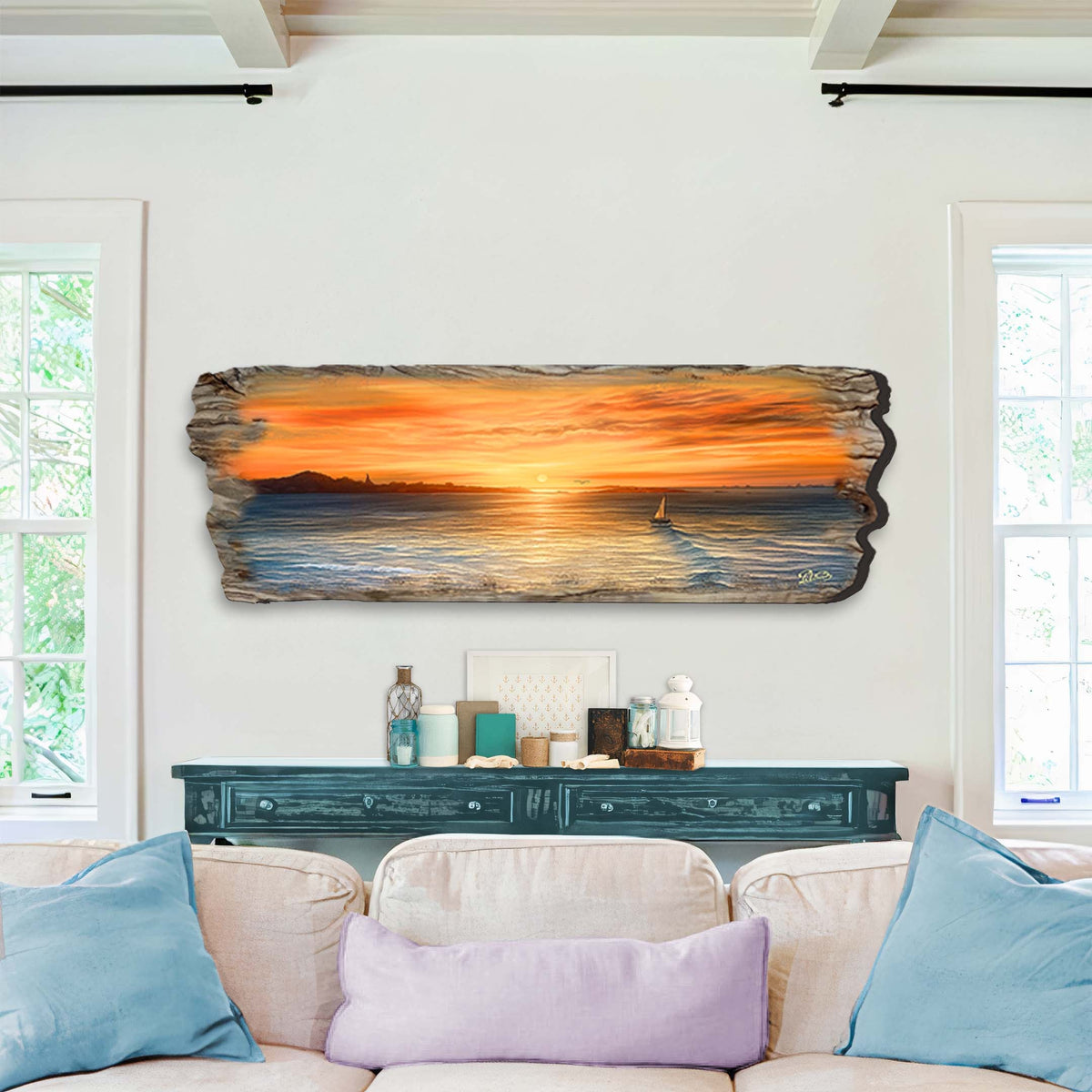 Ocean Sunset Wooden Wall Art by G. DeBrekht Coastal Decor - 8491106W