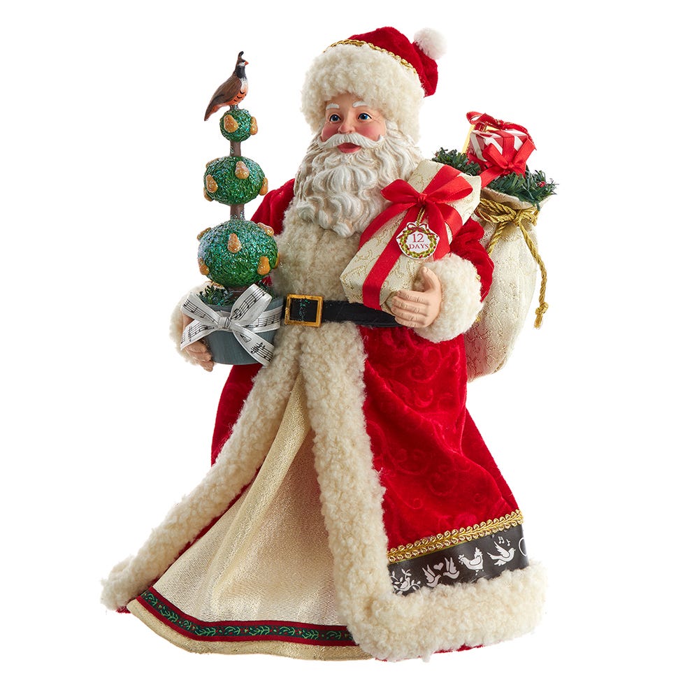 Fabriche Musical 12 Days Of Christmas Santa - 10.5 Inch