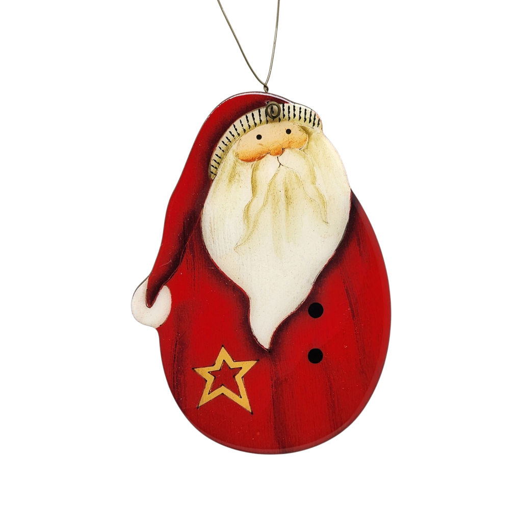 Cheerful Santa with Star Accent Ornament