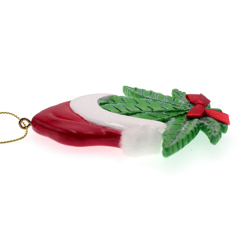 Cannabis Leaf With Santa Hat Ornament