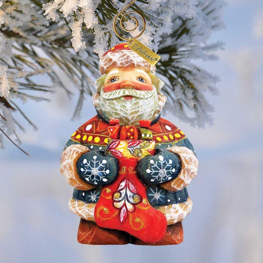 Stacking Surprise Santa Sculpted Hand-Painted Christmas Figurine by G. DeBrekht - Christmas Santa Snowman Decor - 651828