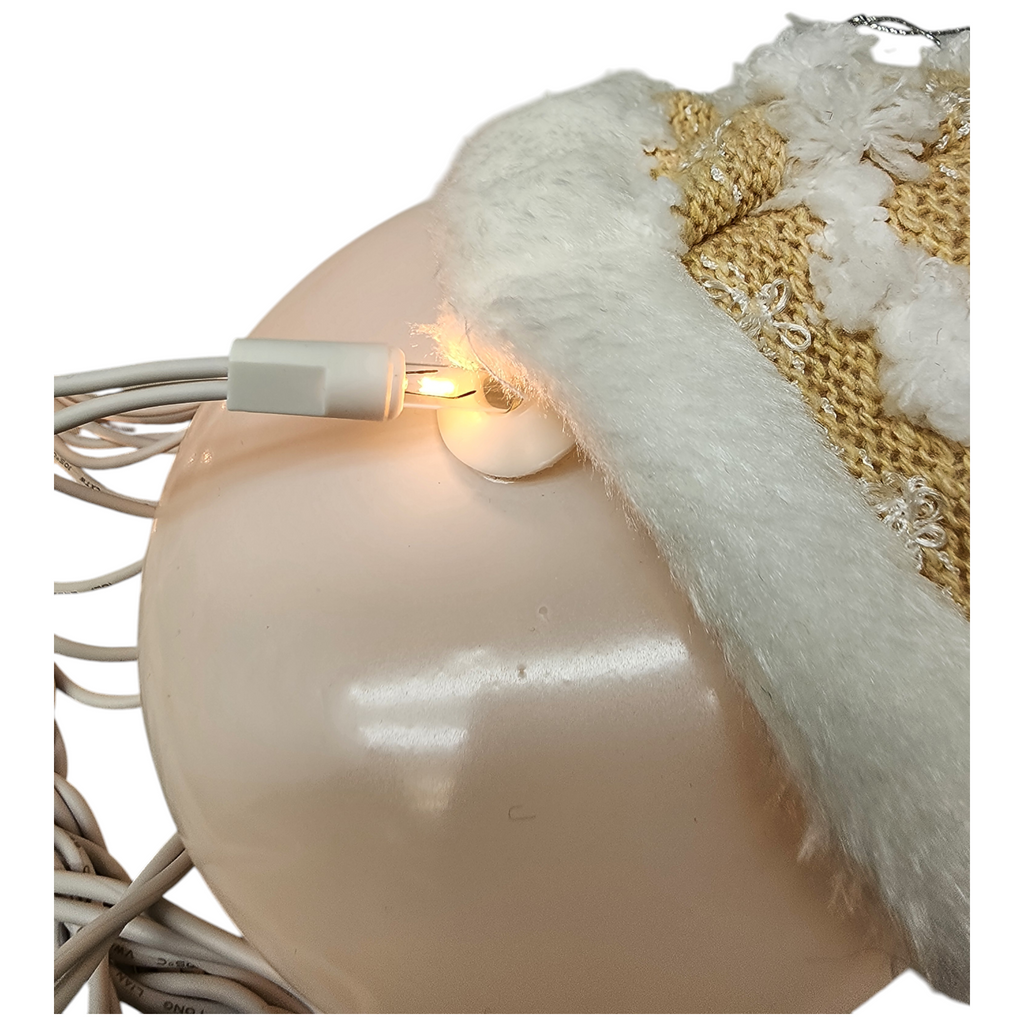 Glass "Lightable" Snowman Ornament - Golden Knit Hat